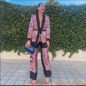 ZARA Scarf Print Paisley Wide Leg Pants